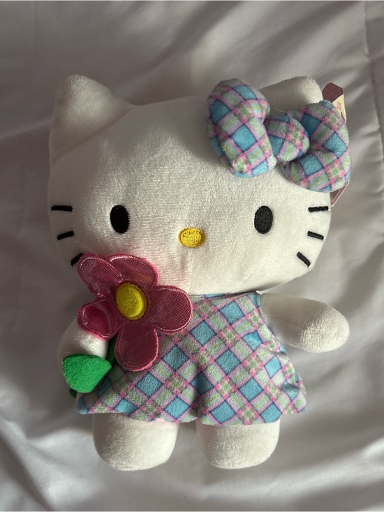 Hello Kitty Other - Sanrio Hello Kitty 8" Easter Plush - Pastel Plaid Dress & Flower NWT